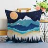 Simple Mountain Print Decorative Pillowcase Bedroom Living Room Square Cushion Pillowcase