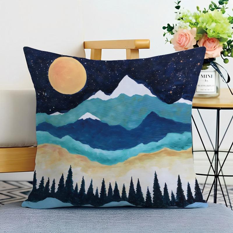 Simple Mountain Print Decorative Pillowcase Bedroom Living Room Square Cushion Pillowcase