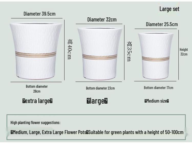 Large Ceramic Flower Pot with Tray for Indoors/Outdoors, Suitable for Succulents & Green Plants