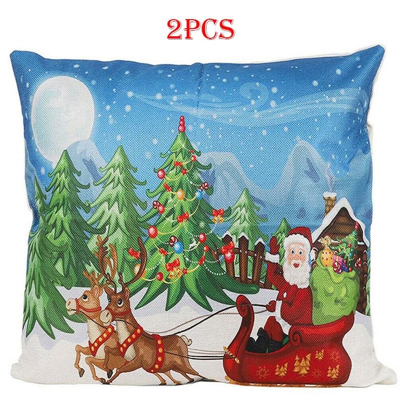 

2 шт. Наволочки для декоративных подушек на Рождество, наволочка для дивана, дивана, снеговик, Санта Sled
