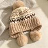 Cute Style Knit Beanie Hat Fleece Lined Winter Earflap Cap Jacquard Pullover Bonnet  Students