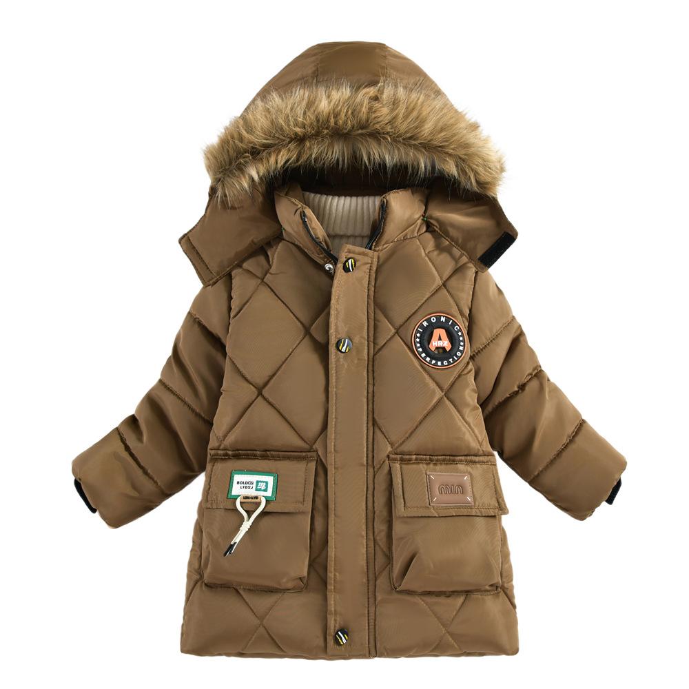 Boys' Casual Thick Cotton-padded Jacket, Winter Children's Medium-length Thick Cotton-padded Jacket