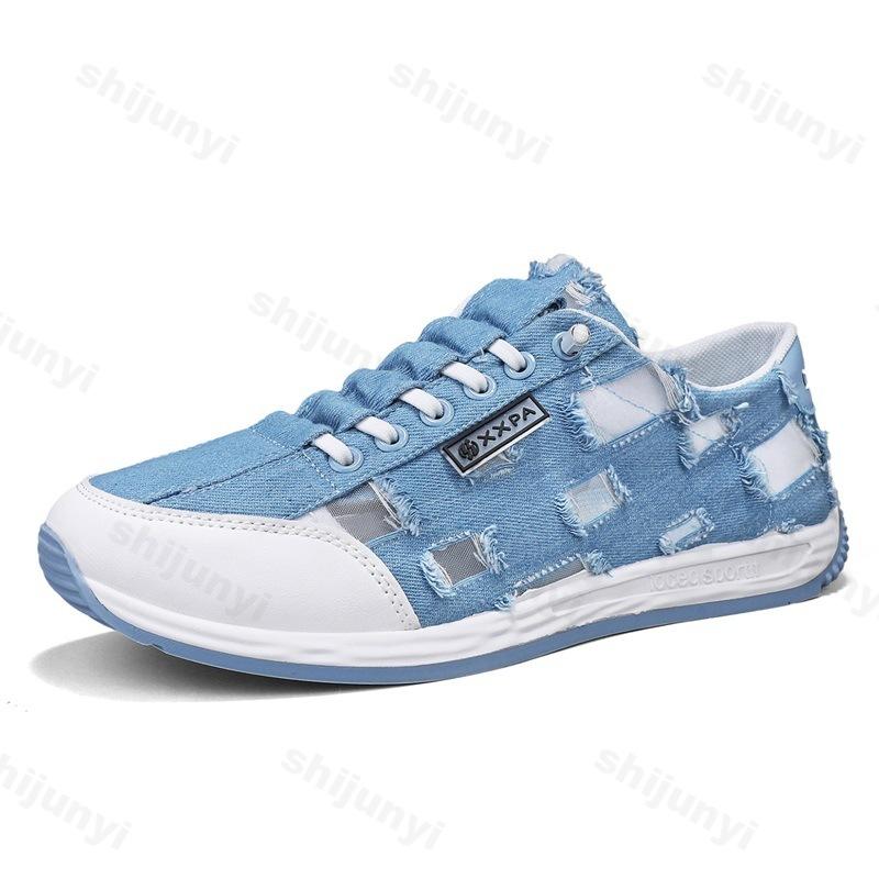 Fashion 2025 Summer New Hollow Mesh Breathable Comfortable Denim Casual Shoes for Men's Fashion Trend Versatile Low Top Chunky sneakers