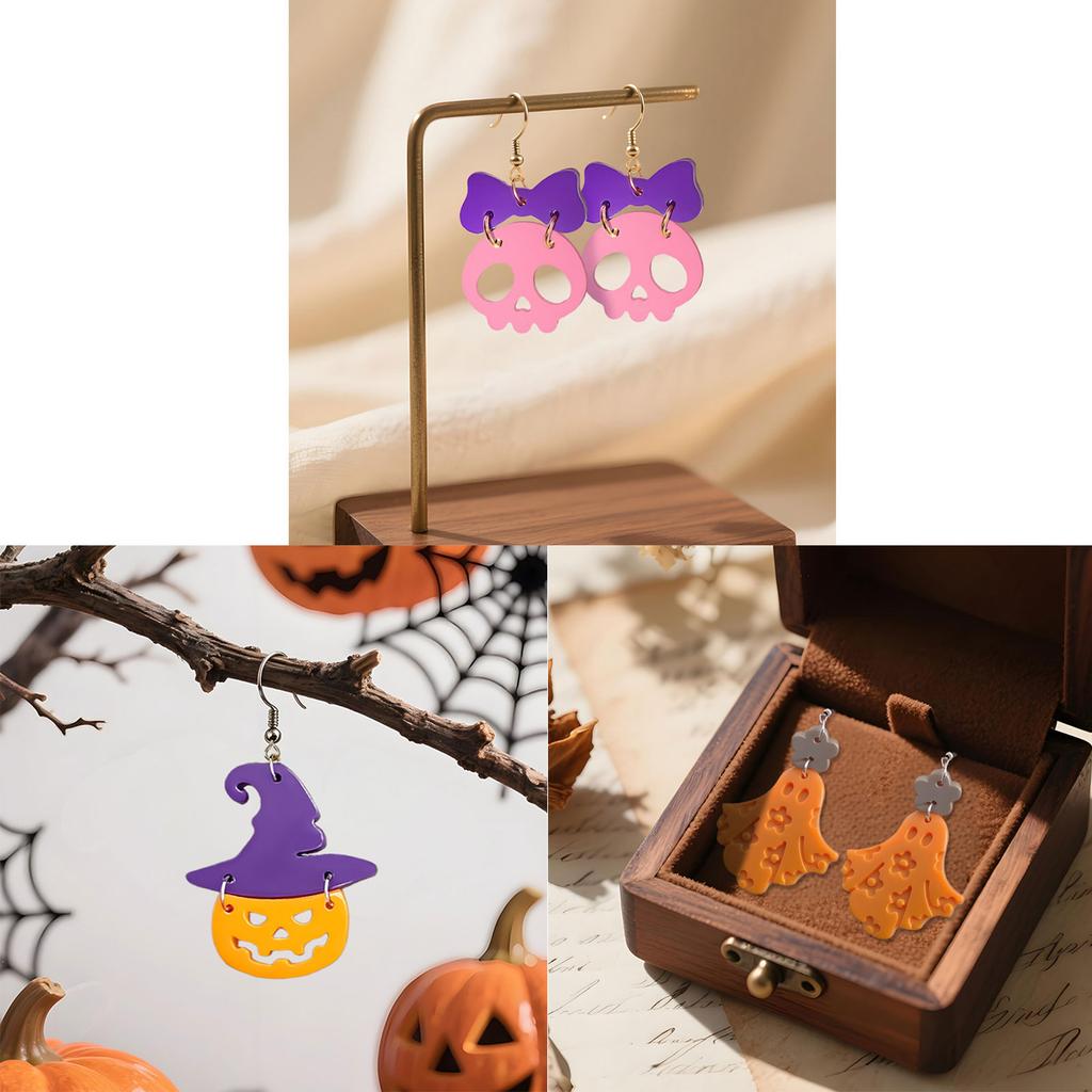 Halloween Thema Ohrringe Form mit Kürbis Geist Design Anhänger Formen Silikon Textur Geeignet für Schmuckherstellung