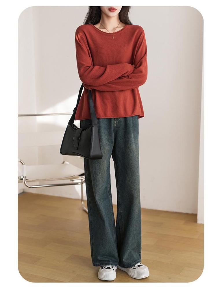 100% Reine Baumwolle Damen Strickpullover - Zart, Hautfreundlich, Lockere Passform, Übergröße, Frühling/Herbst Stil