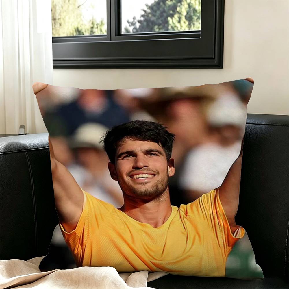 Tennis player-Carlos Alcaraz Pillow Case Square Double-Sided Sofa Cushion Cover Bedroom Bedside Pillow