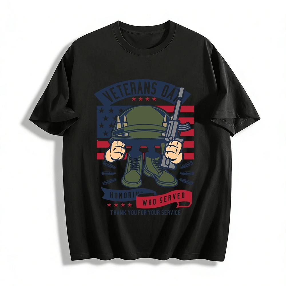 

Veterans Day Honoring Those Who Served Graphic Tee Pure cotton T-shirt XXS