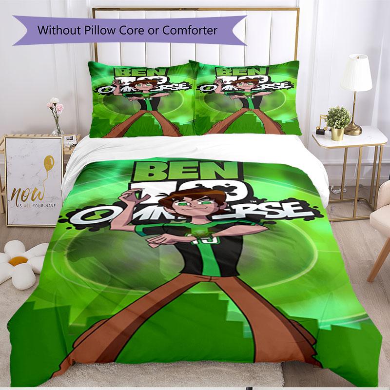 3pcs Duvet Cover Set (1*Duvet Cover + 2*Pillowcase, Without Core), Ben 10 Cartoon Print Soft All‑Season Bedding Set, Home Bedroom Decor Gift