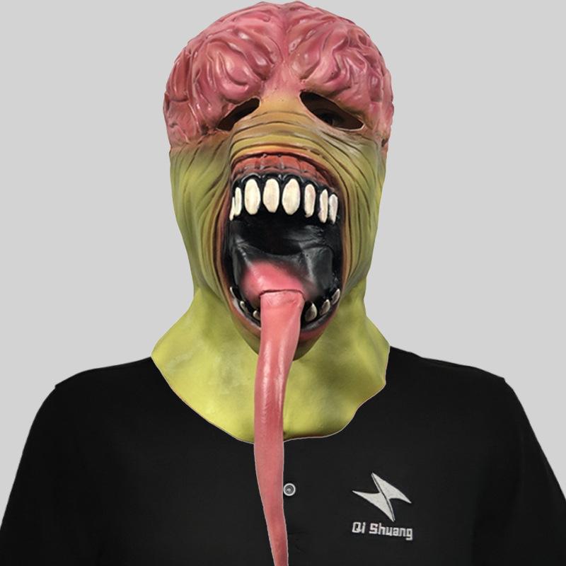 

Уникальная маска головы монстра с длинным языком, сделанная из прочного латекса для Хэллоуина и креативных празднований