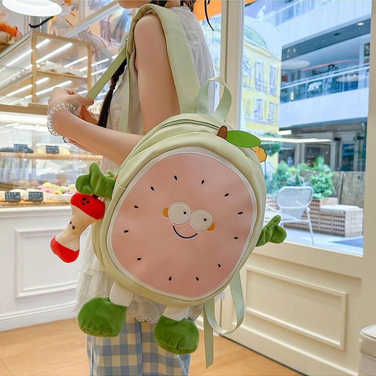 Schoolbag New Creative Cartoon Watermelon Large Capacity Backpack Trendy Fashion Cute Junior High School Student Class Travel
