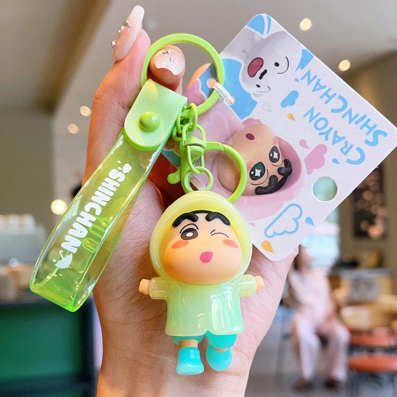 Echter Crayon Shin-chan Plüsch-Schlüsselanhänger: Unisex Regenmantel Anhänger für Schlüssel und Taschen