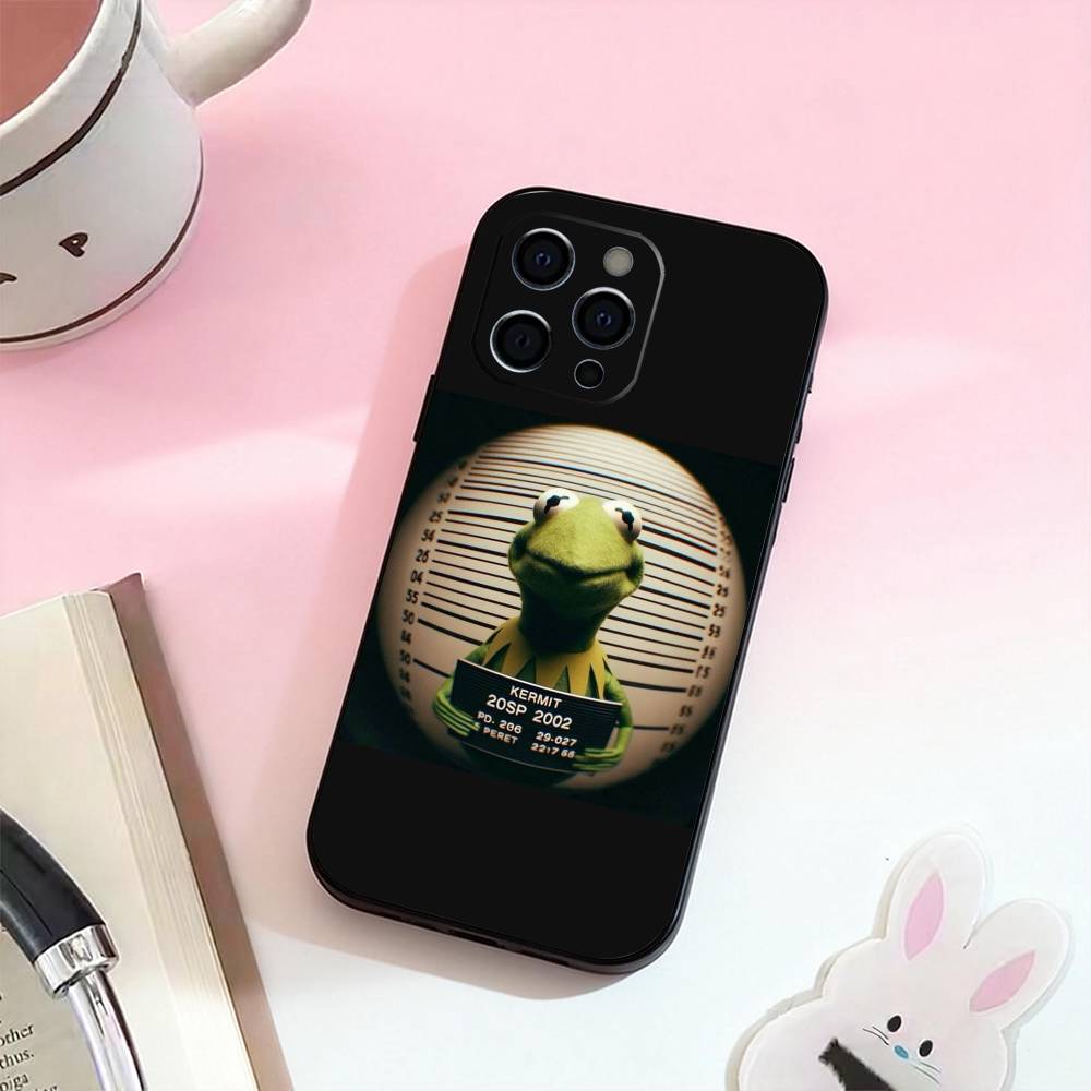 

Funny kermit the frog Phone Case For iPhone 17,16,15,14,13,12,11 Plus,Pro Max,Soft Silicone Black Cover iPhone15promax