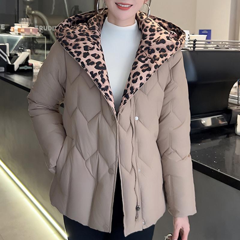 Plus Size L-5XL Fashion Winter Jackets Woman Short Parkas Hooded Loose Thick Warm Outerwears Casual Women's Coats With Belt