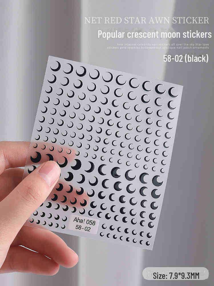 

3D золотые и серебряные наклейки для ногтей в виде звезд - интернет-тренд, маленькие самоклеящиеся украшения в виде звезд 058-2 чёрный