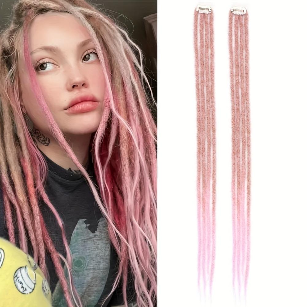 2Pcs Ombre Synthetic Hair with Hair Clip Hippie Dreads Hairpiece for Hip Hop and Music Festivals