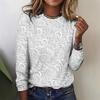 Round Neck 3D Flower Printed Top Fashionable Casual Long Sleeved Women's T-shirts