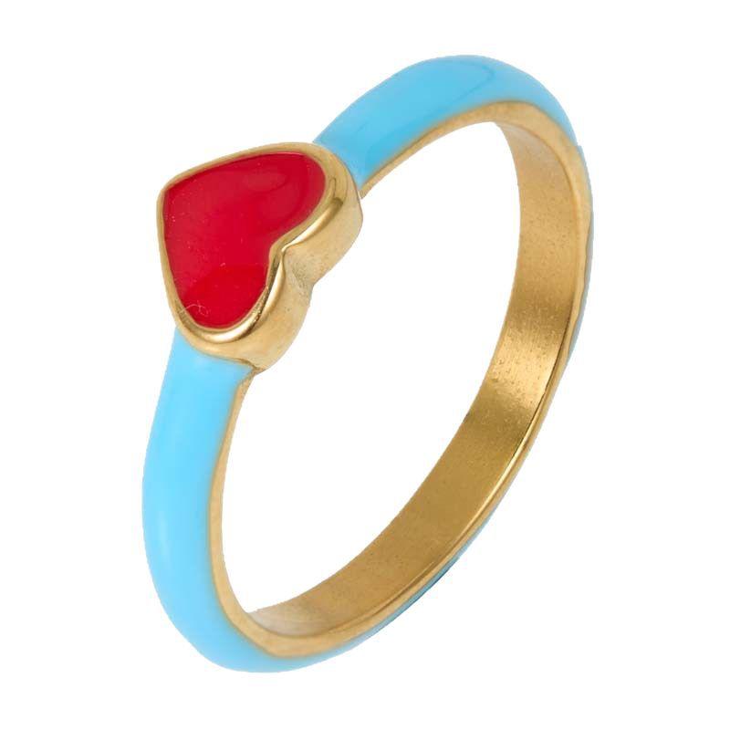 Red Love Drip Glaze Ring for Women's High Sense Does Not Fade Ring Stainless Steel Vacuum Plating Jewelry