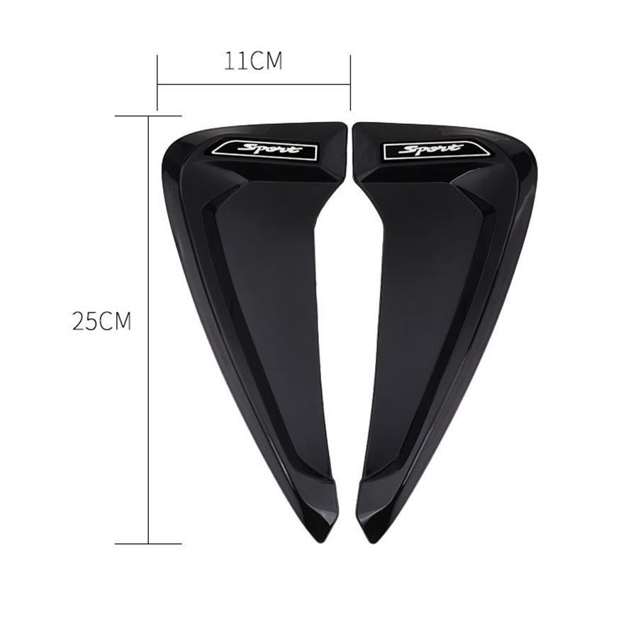 2x Glossy Black Car Air Flow Fender Side Vent Decoration Sticker ABS Sport Style