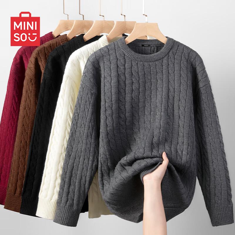 MINISO Men's Cable Knit Turtleneck Pullover Sweater