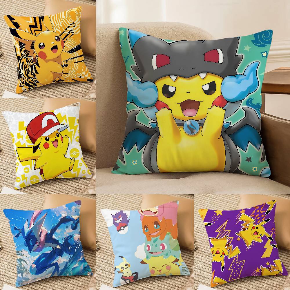 Pokemon Monster Collection Anime Plush Pillow Cover Soft Short Plush Cushion Cover For Sofa Bedroom Home Decor Gift