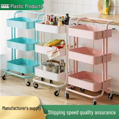 Multi-Layer Snack Storage Rack: Floor-Standing, Round Carbon Steel Trolley Shelf