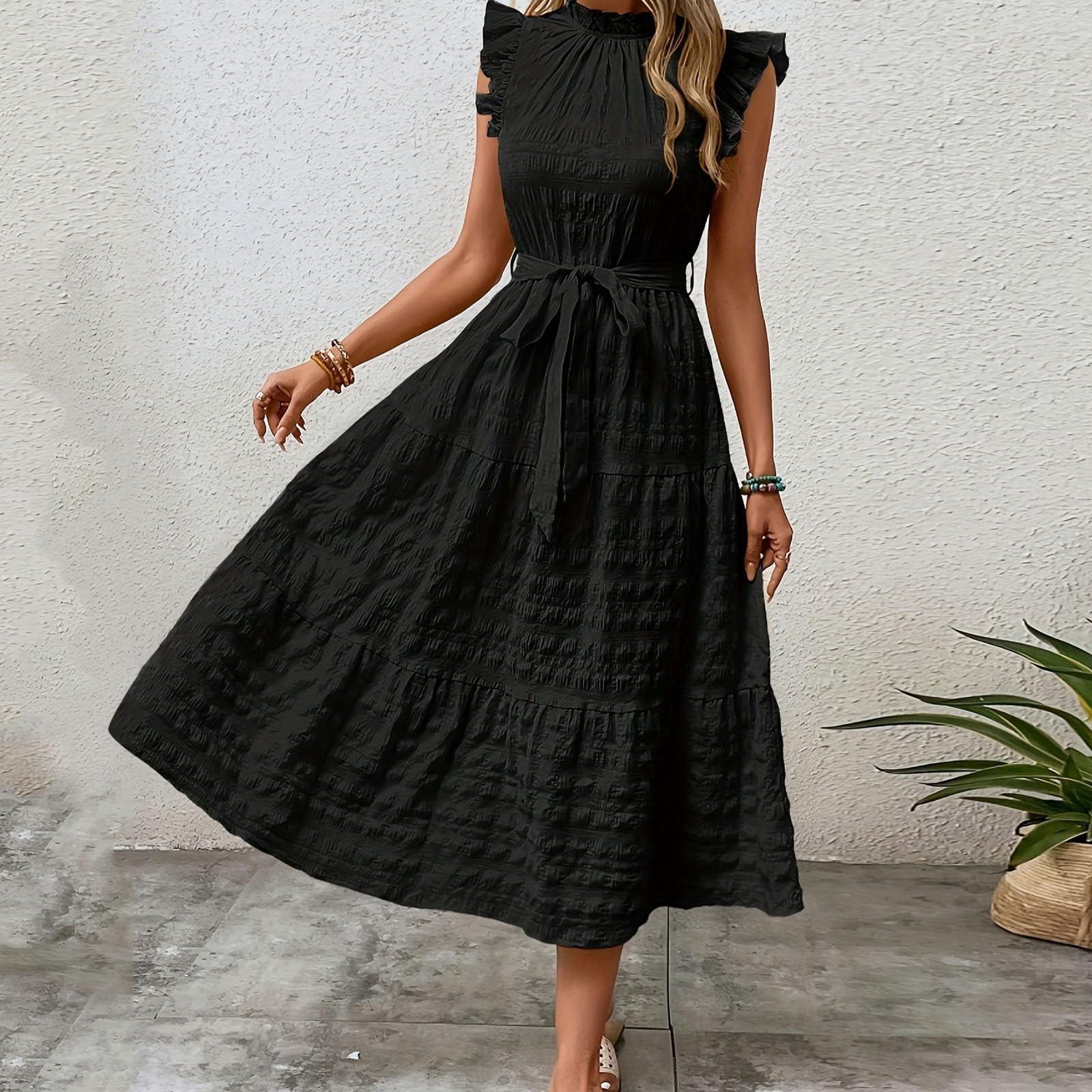 Женское повседневное длинное платье без рукавов с V-образным вырезом и принтом перьев — фото 4