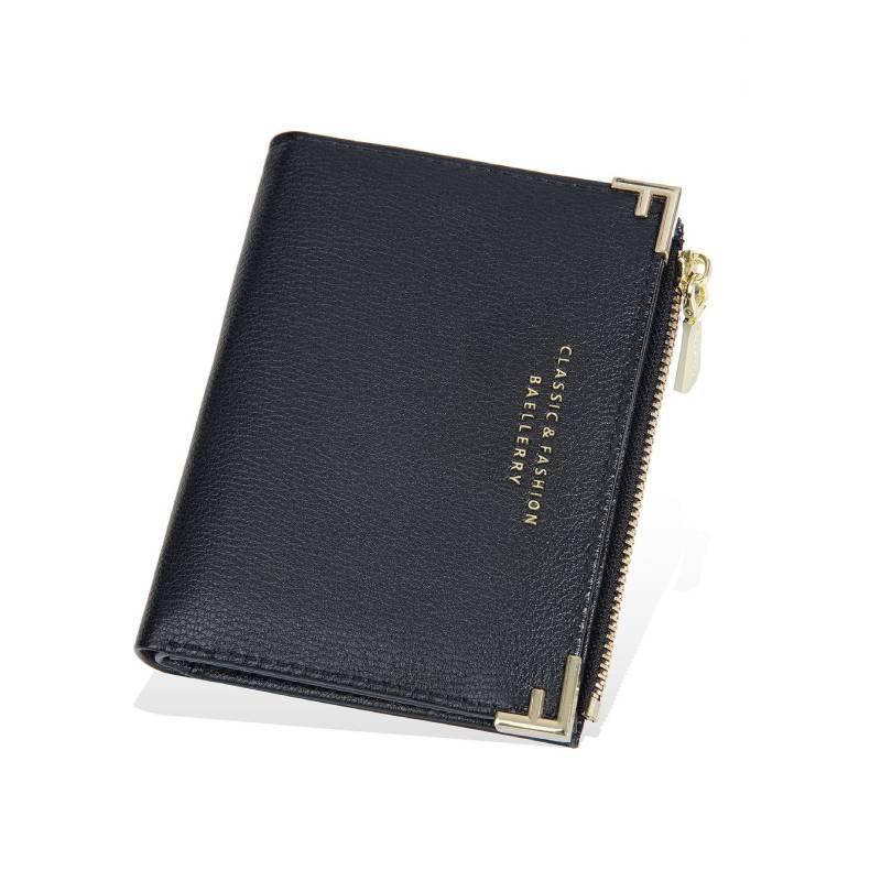 Simple Short Wallet For Women Pu Leather With Antitheft Zipper