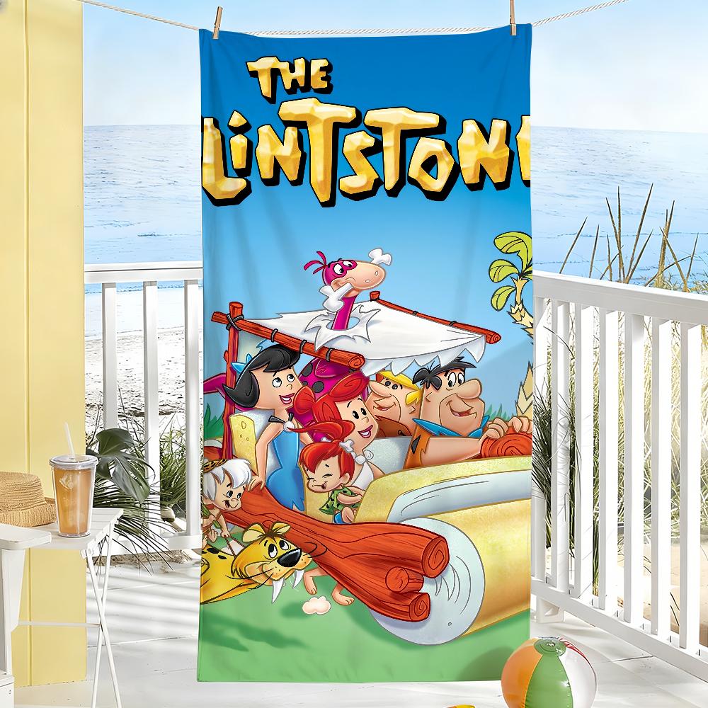 

Fun The F-Flints-tones-S Cartoon Towel Soft Pool Gift For Travel Gym Shower Camping Quick Dry Sports Large Beach Towels W30*H60(CM)