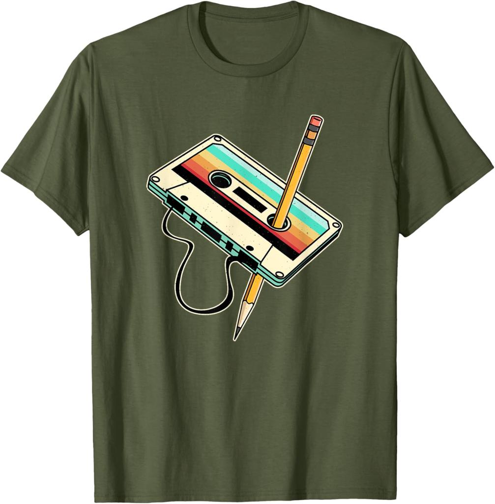 80s 90s Retro Party Costume Nostalgia Cassette TShirt Graphic Tee Unisex Casual Cotton TShirt