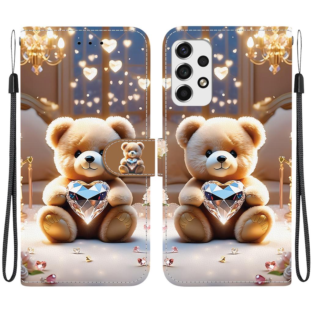 Handmade PU Leather Flip Case for Samsung Galaxy A73 5G (A736B/A736B/DS)- Anti-Slip Shockproof Cover with Wrist Strap & Heart/Rose Cat Designs