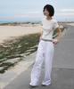 DEHEVE Layered Eyelet T-Shirt [Ivory]