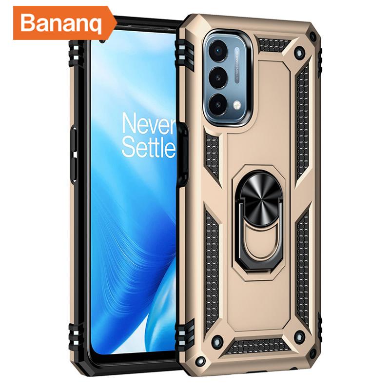 Peaktop Stoßfestes Armor Metallringständer Cover für One Plus 9 7 Pro Magnetische Autohalterung Handyhülle für One Plus Nord N200 5G