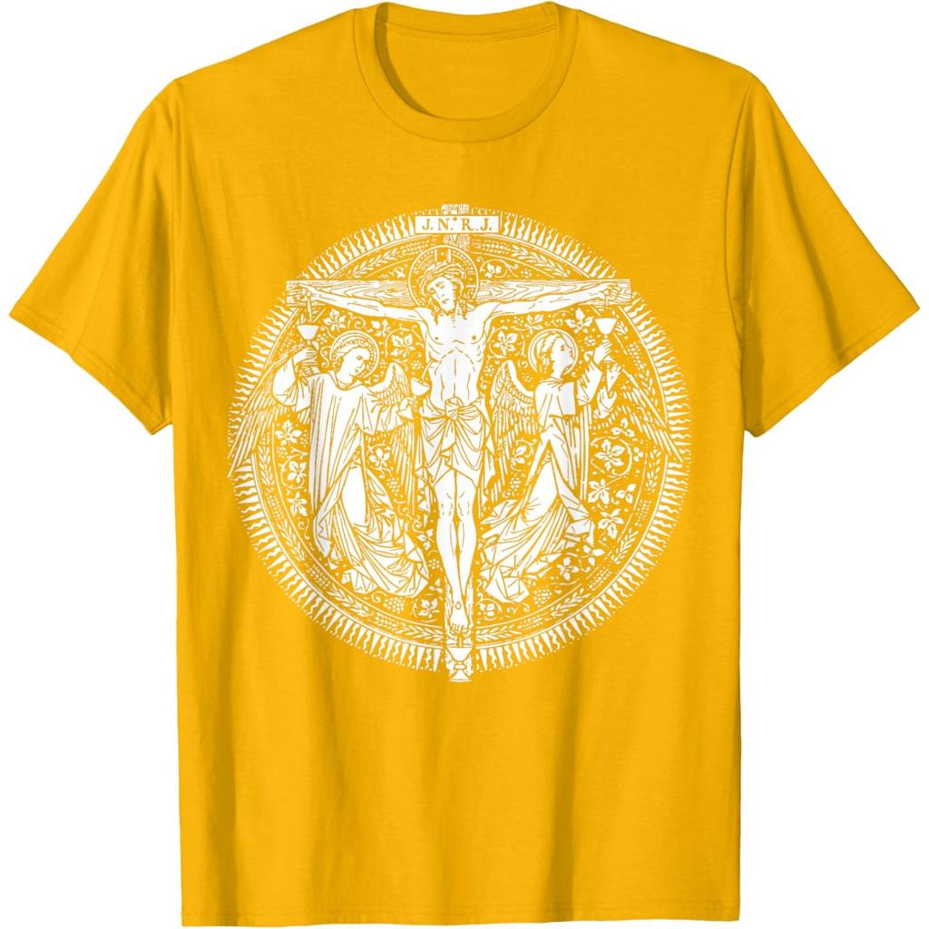 Precious Blood Jesus Christ Crucifixion Graphic Men's Cotton T-Shirt Casual Round Neck Tee
