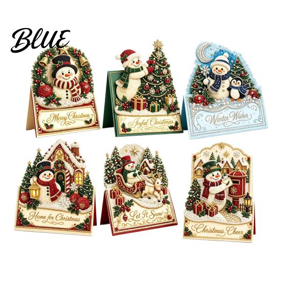 Faux Pearl Art Handmade Xmas Kit 3D Kit DIY Christmas Card Pop-Up Snowman Projects Santa