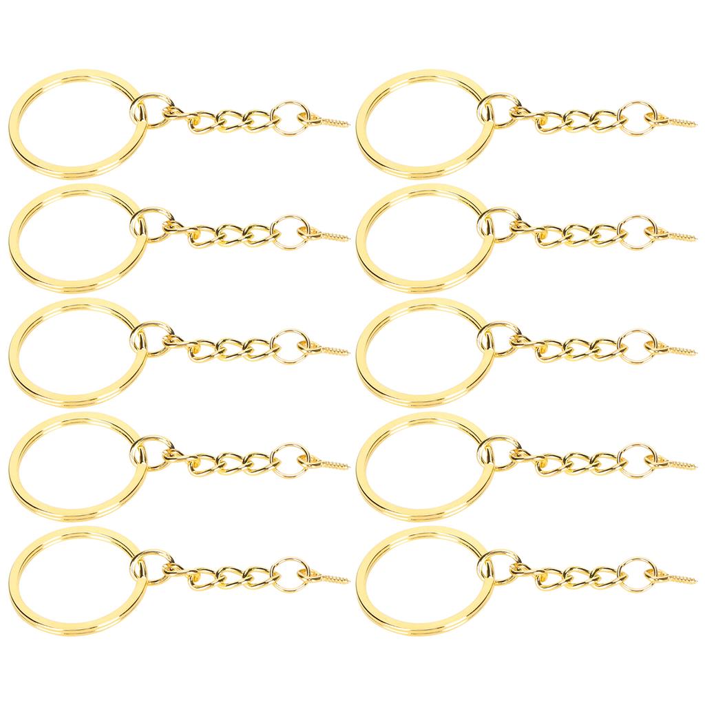 10pcs Key Ring Alloy Key Chain Ring Parts with Screw Eye Pin Connector DIY AccessoriesGold 25mm / 1in