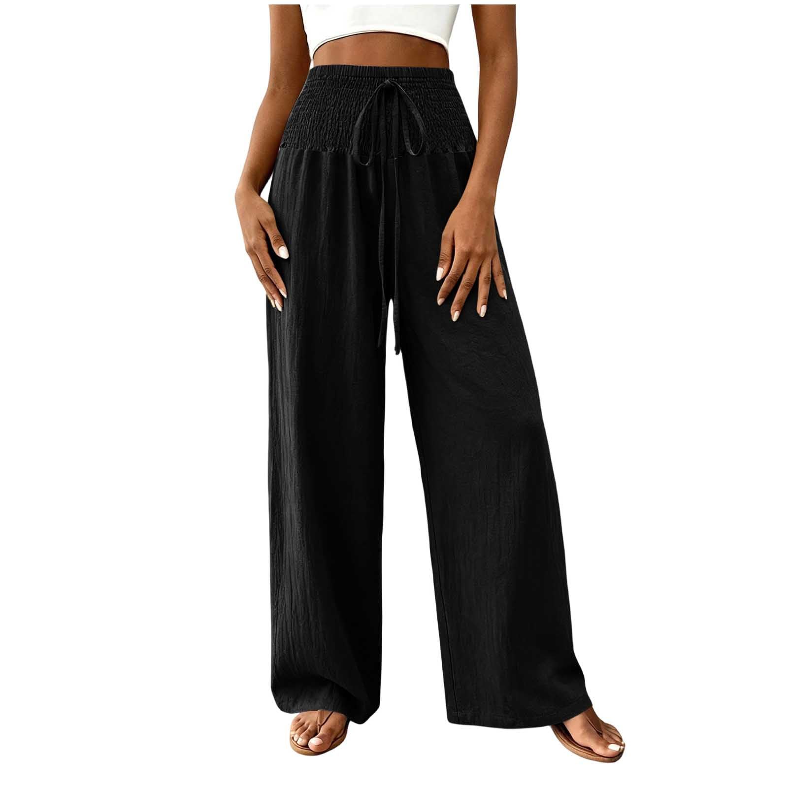 Women s Casual Drawstring Wide Leg Pants for Everyday Wear L