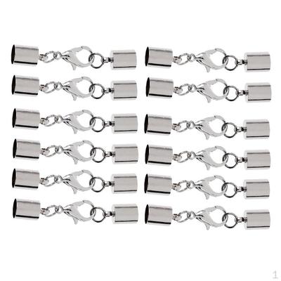 12 Pieces Silver Clasp Lobster Button Leather Buckle Connector Fit Round Bracelets
