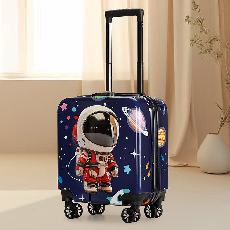 18" Cartoon Unisex Children's Spinner Luggage with Combo Lock & Wheels for Students