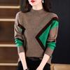 Maglioni da Donna Autunno Inverno Nuovi Patchwork Contrasto Lavorazione a Maglia Larghi Vintage Pullover Top Casual Moda Maglioni