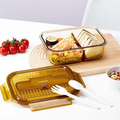 Lock & Lock Amber Borosilicate Glass Divided Food Container