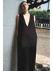 Nordic-Inspired Minimalist Acetate V-Neck Sleeveless Dress
