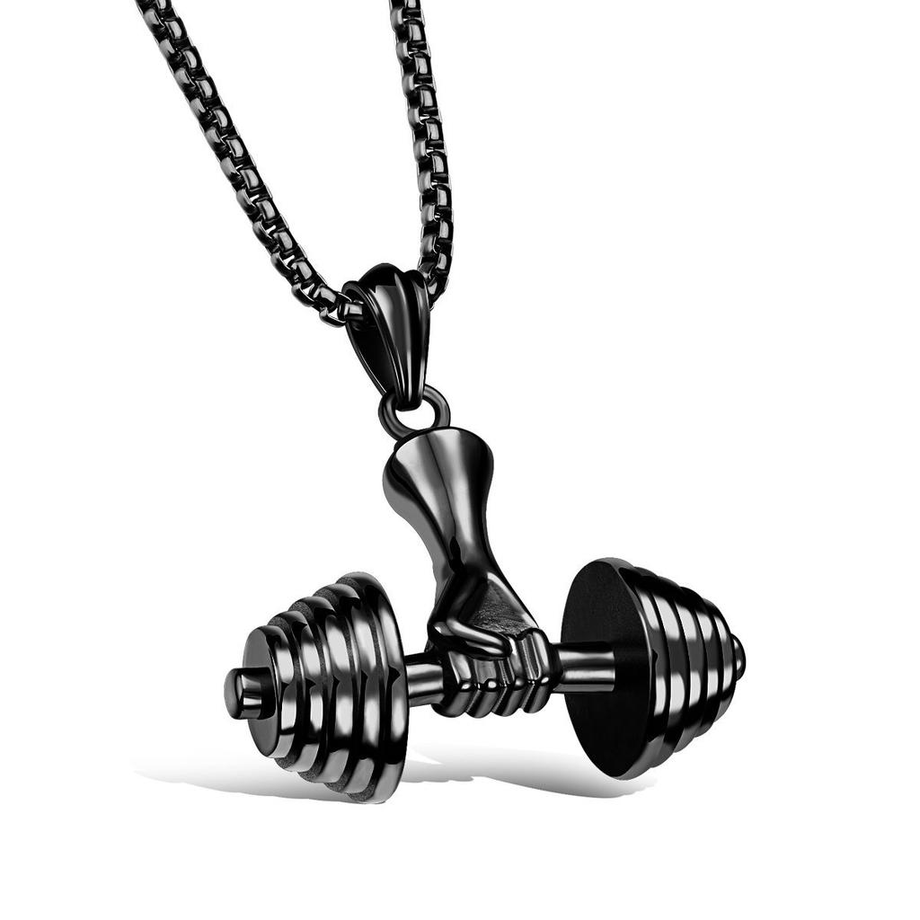 Fashion Accessories New Necklace Titanium Steel Chain Couple Dumbbell Pendant Fitness Men's Necklace