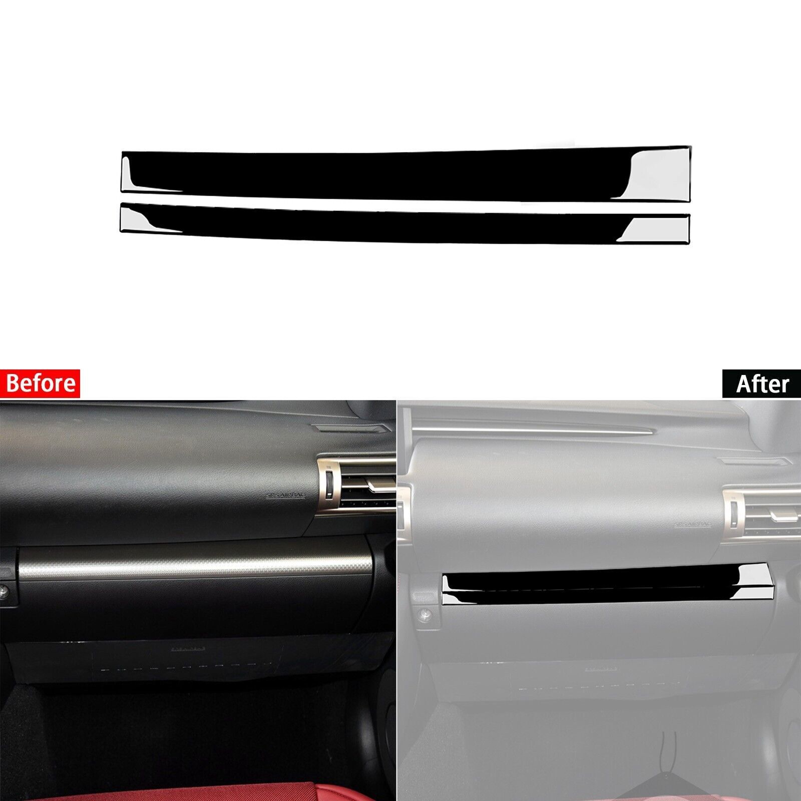 Glossy Piano Black Co-pilot Dashboard Panel Cover For Lexus IS250 IS350 2013-18