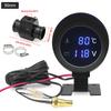 AD Round Led Digital Car Water Temp Gauge  + Voltmeter 2in1 Water Temperature Adapter Moto Volt Meter + Water Temp Sensor 10mm