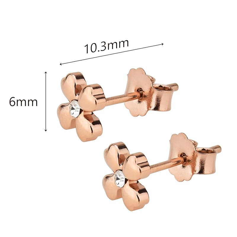 [AutCreation] Titanium Earrings Clover Earrings Medical Pure Titanium Compatible with Metal Allergies Leaving the Second Piercing On for Sensitive
