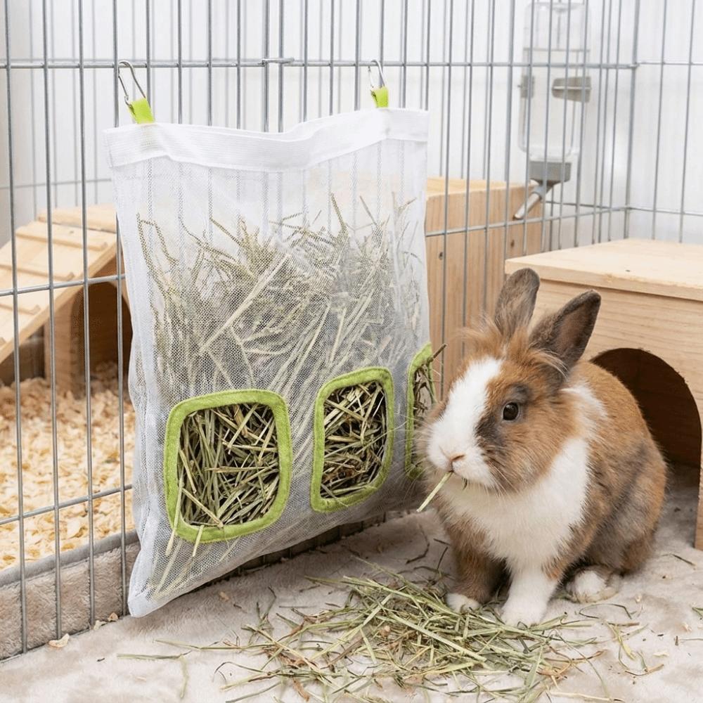 2/3 Holes Hanging Hay Feeder Large Capacity Hay Storage Bag For Rabbit Chinchillas Rats