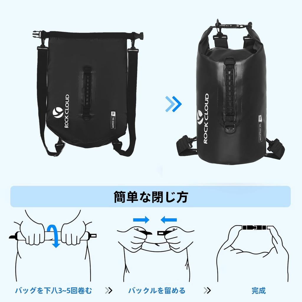 ROCK CLOUD Dry Waterproof Drum Waterproof For Outdoor Sea Mountain Travel Bag, Bag, Type, Pouch, Backpack, Foldable, Lightweight, 10L, Activities,