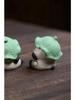 Yixing Zisha Lotus Leaf Panda Tea Pet Ornament for Tea Table Decor, Handmade and Adorable