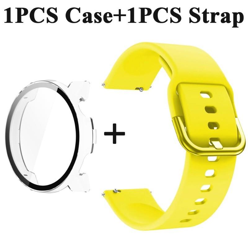 

Браслет + чехол для COROS PACE Pro Pace 2 3 PC защитный чехол ремешок 20 мм 22 мм силиконовый браслет ремешок для часов Coros Pace2 чистый/жёлтый