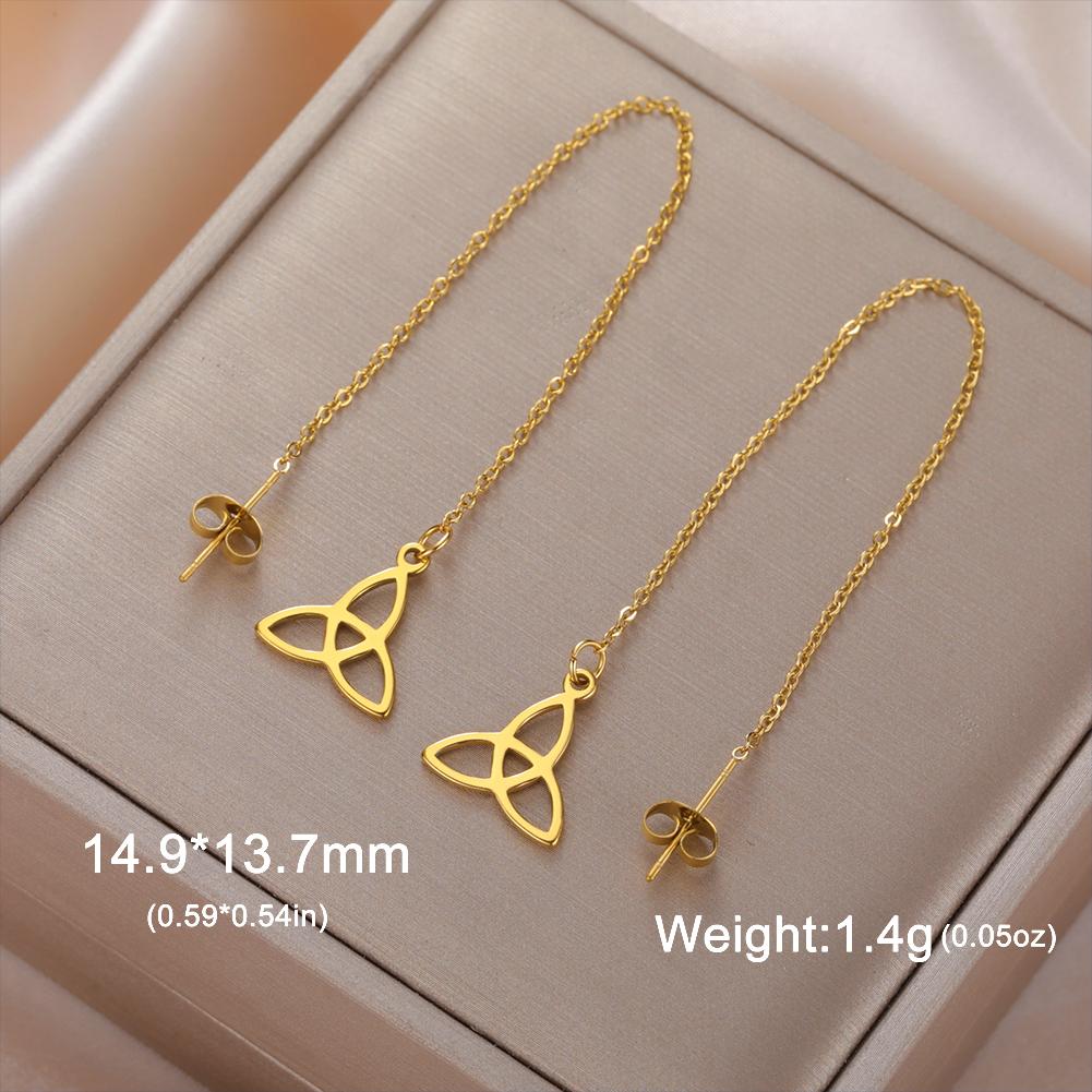 LIKGREAT Stainless Steel Celtic Infinity Knot Dangle Earrings for Women Lady Elegant Hook Charms Good Luck Jewelry New Year Gift